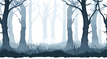 A fairy tale forest on a foggy day flat vector