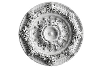 Architectural round elements, classic ornamental designs, baroque ornaments isolated on transparent background