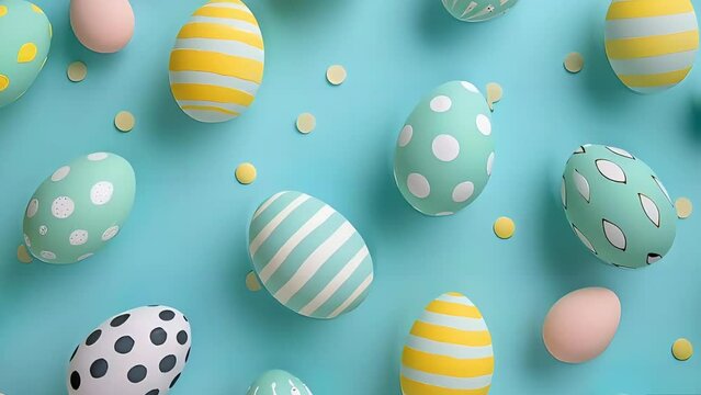 Colorful Easter eggs and spring flowers depict the concept of Easter vacation and spring break. Vibrant colors in a lively 3D animated illustration