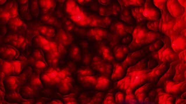 Abstract blood vessel motion pattern on a red background.