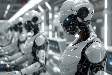 Fototapeta premium A meticulous robot performing the final checks on vehicles before they exit the assembly line