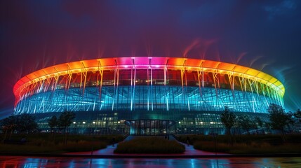 Naklejka premium Olympic stadium illuminated exterior