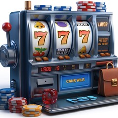 casino slot machine closeup with winnings
