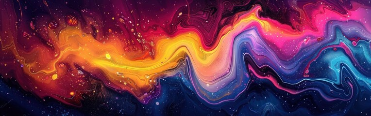 Colorful Marbled Waves: Abstract Acrylic Paint Texture with Bold Rainbow Swirls and Generative AI