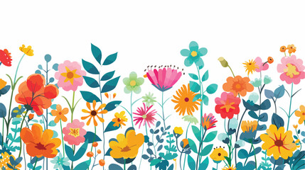 background pilan colorful color flowers flat vector  - obrazy, fototapety, plakaty