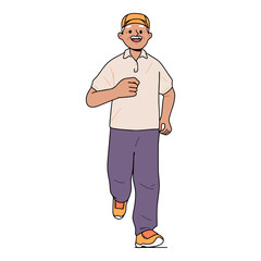 illustration of an old grandfather jogging to maintain his health