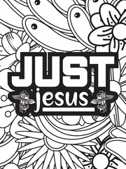 Christian Jesus Quotes Flower Coloring Page Beautiful black and white illustration for adult coloring book