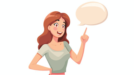 cartoon woman pointing with thought bubble flat vector