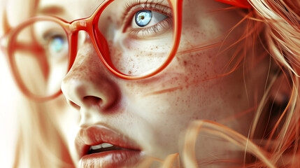 Closeup portrait of a woman wearing eyeglasses