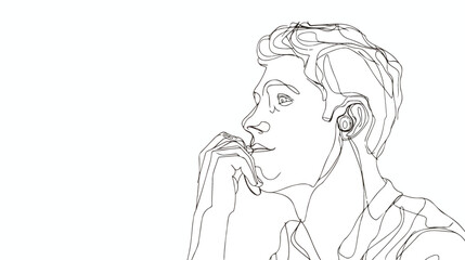 continuous line drawing of man talking on cell phone 