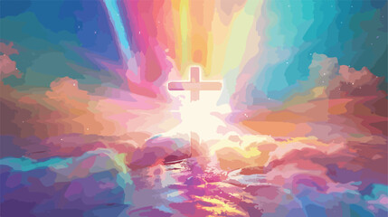Holographic illustration of the cross of Jesus