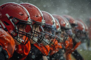 Ready Lineup in Football Rain
