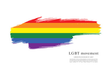 Rainbow flag, LGBT movement, vector illustration, brush stroke background