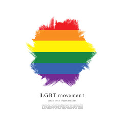 Rainbow flag, LGBT movement, vector illustration, brush stroke background