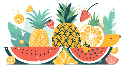 Colorful background with a variety of fruit on its