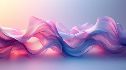 A backdrop of calmness complements a solitary 3D ribbon, intricately detailed with light geometric lines. - obrazy, fototapety, plakaty