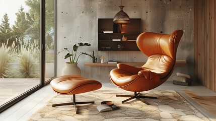 Fototapeta na wymiar Modern Living Room Interior with Designer Lounge Chair