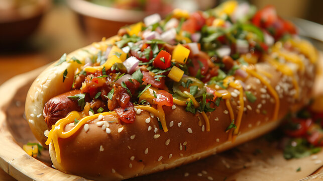 hotdog with vegetables