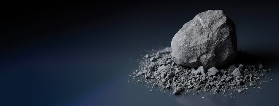 Illite is rare precious natural stone on black background. AI generated. Header banner mockup with space.