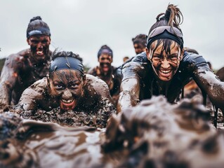 Friends Overcoming Adventurous Obstacle Course Together in Thrilling Challenge.