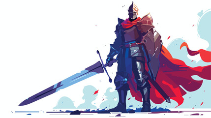 epic knight holding a sword magical fantasy