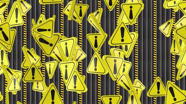 Caution warning danger sign exclamation loop tile background swirling. This looping 3d animation is also tileable.