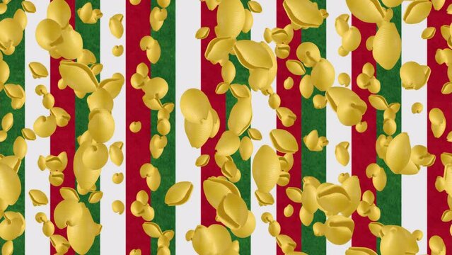Italian Restaurant pasta Conchiglie  loop tile background swirling. This 3d animation is loopable and tileable.