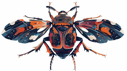 Extreme macro close-up of insect fantasy art flat vector