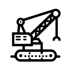 crawler crane as a simple single icon logo vector illustration, isolated on transparent background
