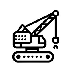 crawler crane as a simple single icon logo vector illustration, isolated on transparent background