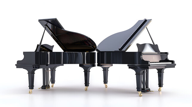 classical musical instrument Grand piano isolated on a white background, generative Ai