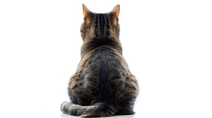 cat sitting view from back isolated transparent on white background, generative Ai - obrazy, fototapety, plakaty