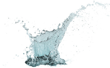 透明な背景に分離された青い水のしぶき