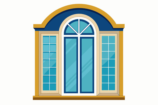 Classical home window design with white background.