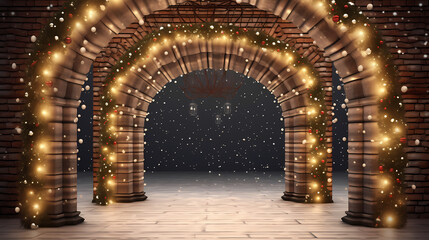 Fototapeta premium Charming tunnel of twinkling lights