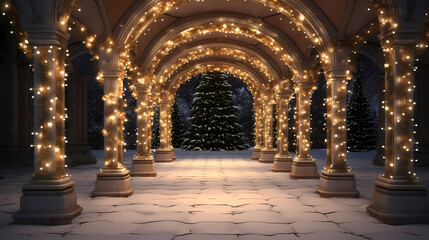 Obraz premium Charming tunnel of twinkling lights