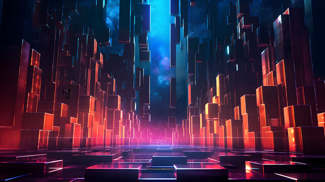 Digital technology building awards stage abstract graphic poster web page PPT background