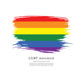 Rainbow flag, LGBT movement, vector illustration, brush stroke background
