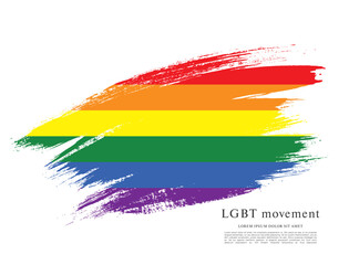 Obraz premium Rainbow flag, LGBT movement, vector illustration, brush stroke background