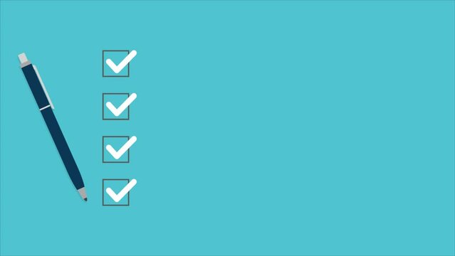 Check list and to do list with checkboxes, concept of survey, online quiz, completed things or done test, feedback.