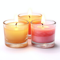 scented candles isolated on white background