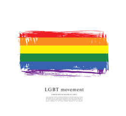 Rainbow flag, LGBT movement, vector illustration, brush stroke background