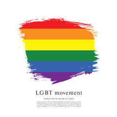 Obraz premium Rainbow flag, LGBT movement, vector illustration, brush stroke background