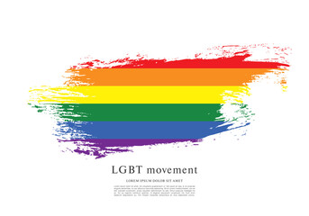 Rainbow flag, LGBT movement, vector illustration, brush stroke background