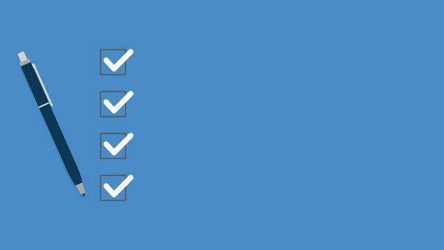 Check list and to do list with checkboxes, concept of survey, online quiz, completed things or done test, feedback.