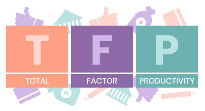 TFP, TOTAL FACTOR PRODUCTIVITY acronym. business concept background. vector illustration concept with keywords and icons. lettering illustration with icons for web banner.