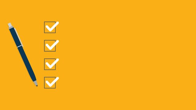 Check list and to do list with checkboxes, concept of survey, online quiz, completed things or done test, feedback.