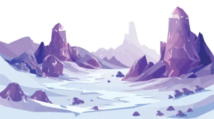 Tuinposter Fantasy landscape with sandy glaciers and purple crystal © Nobel