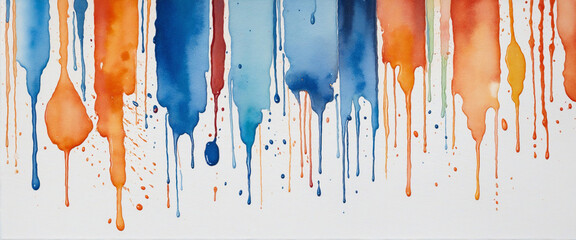 Watercolor stain blue and orange brush set colorful background