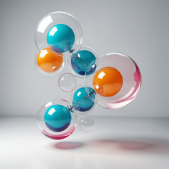 a series of floating translucent spheres abstract shape, 3d render style, isolated on a transparent background,  colorful background 